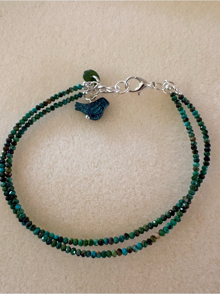 Hubei Turquoise 2 Mm Minimalist Double-Strand Bracelet